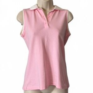 Vintage Y2K IZOD Pink Double Layered Collar Sleeveless Polo Shirt, Women's Sz XS